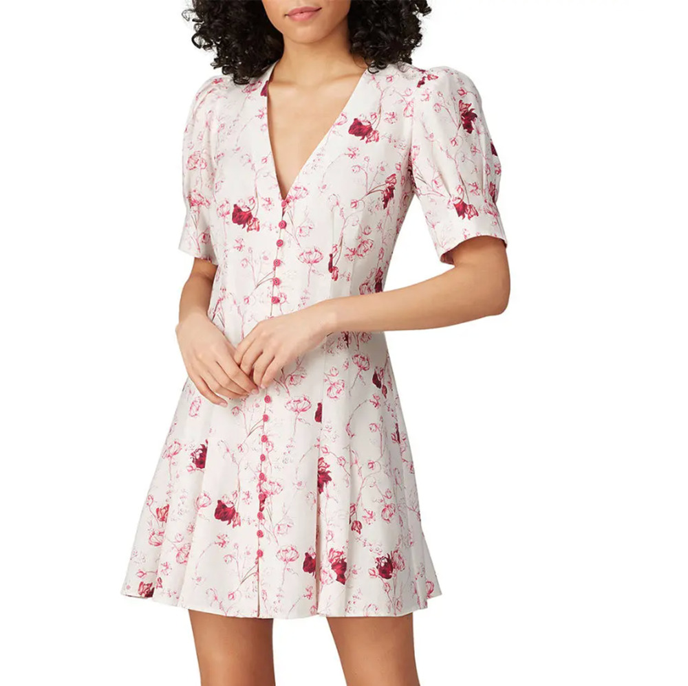 Chelsea & Walker White Floral Mini Dress SIZE 12 Linen Cottage Designer $400